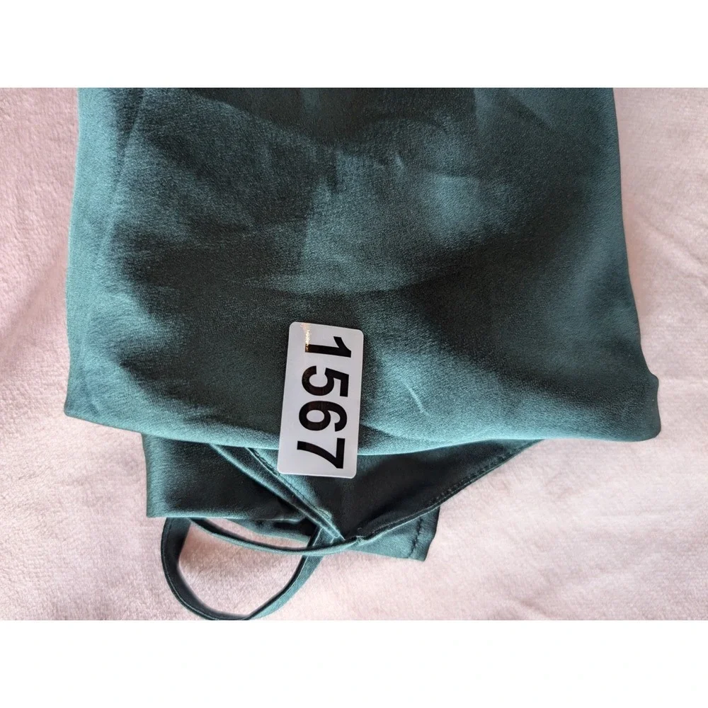Nasty Gal Satin Cowl Neck Cami Tank Size 6 Green Y2K Forest Fairy Going Out 90s - Picture 8 of 8